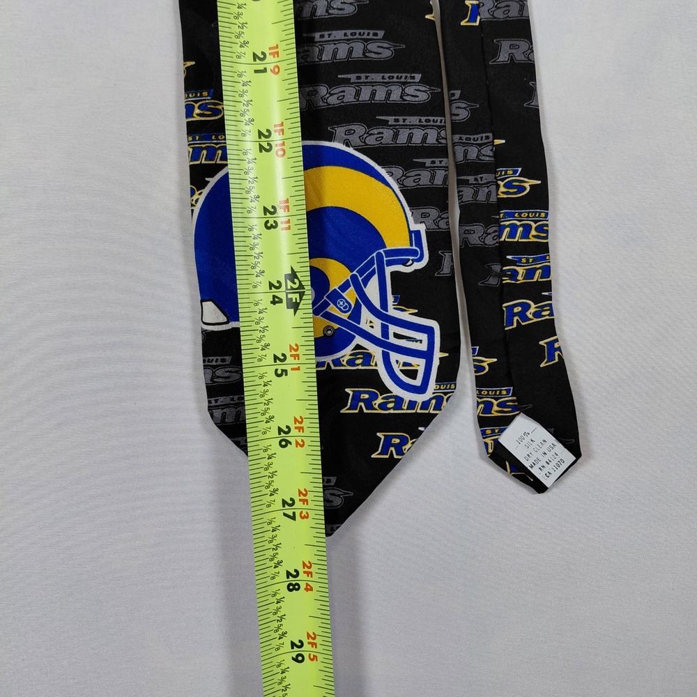 Vintage 1998 St Louis Rams NFL Silk Necktie Black Helmet Logo Ralph Marlin NWT - Picture 10 of 10